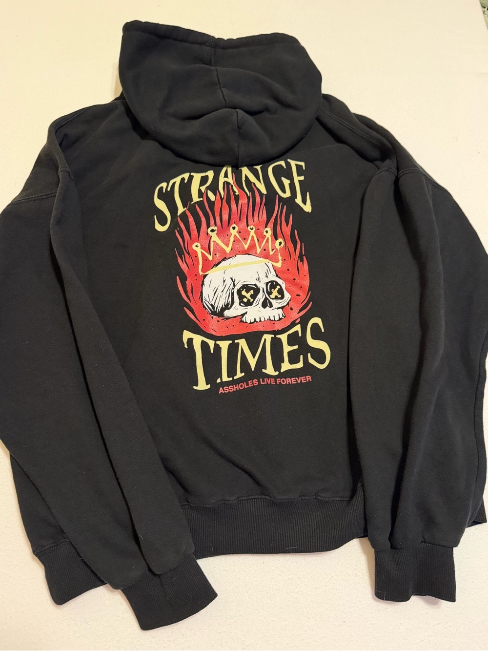 Assholes Live Forever Strange Times Skull Flame Hoodie XXL